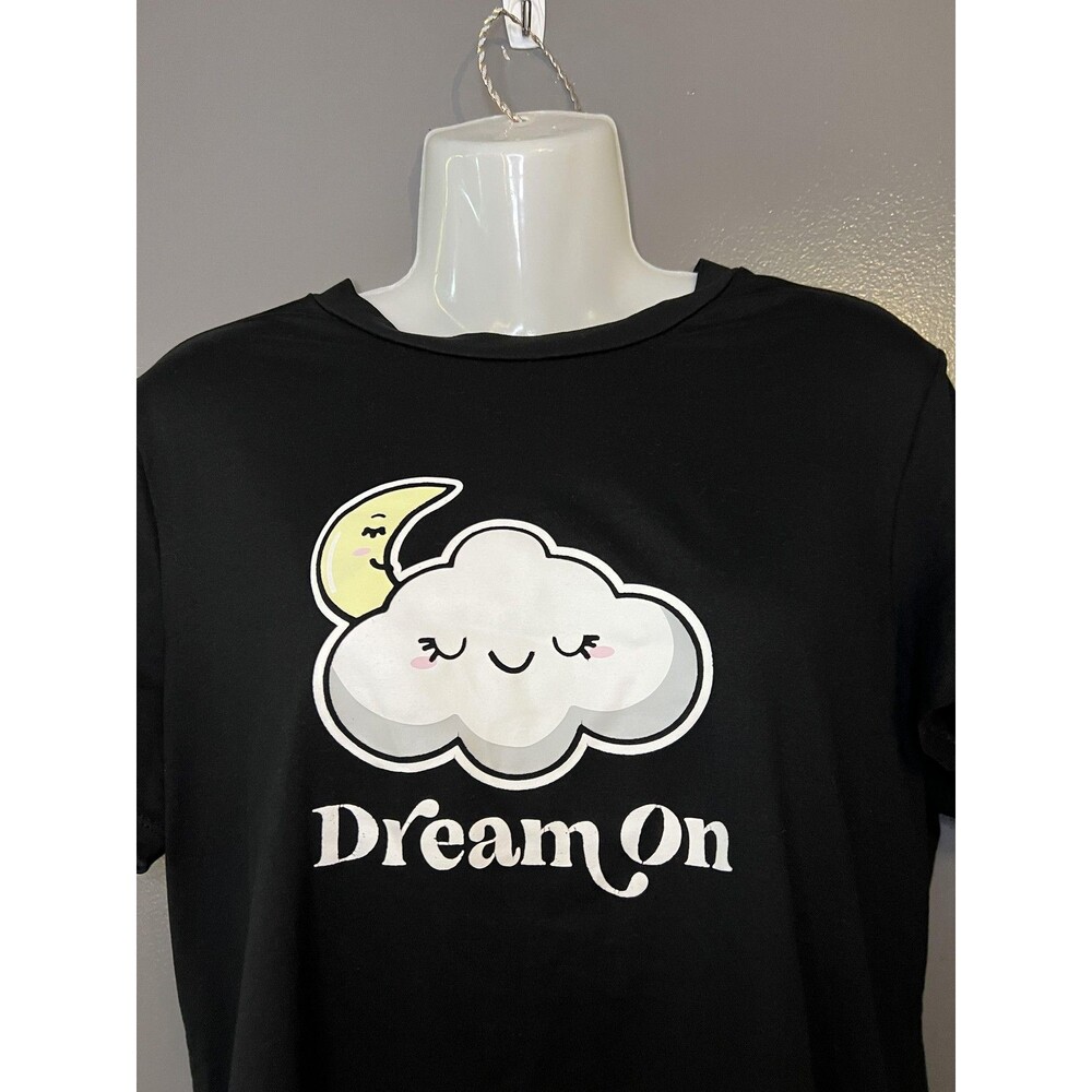 Weekend Edition Shirt Womens XL Black Dream On Cloud Moon Graphic Tee Top